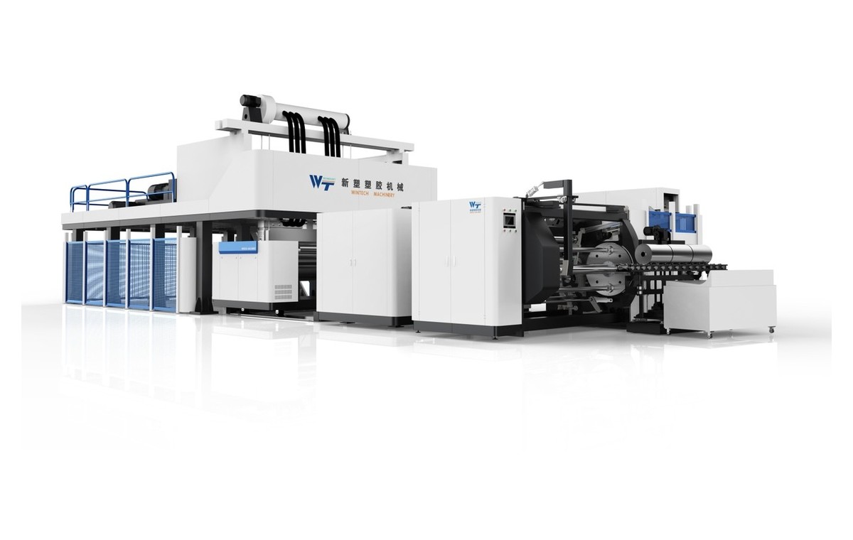 Four shaft intelligent high speed stretch film unit